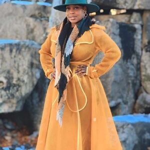 Mustard Mesh Trench Coat